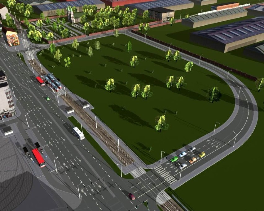 Wizualizacja węzła komunikacyjnego Chorzów Katowicka – Metalowców